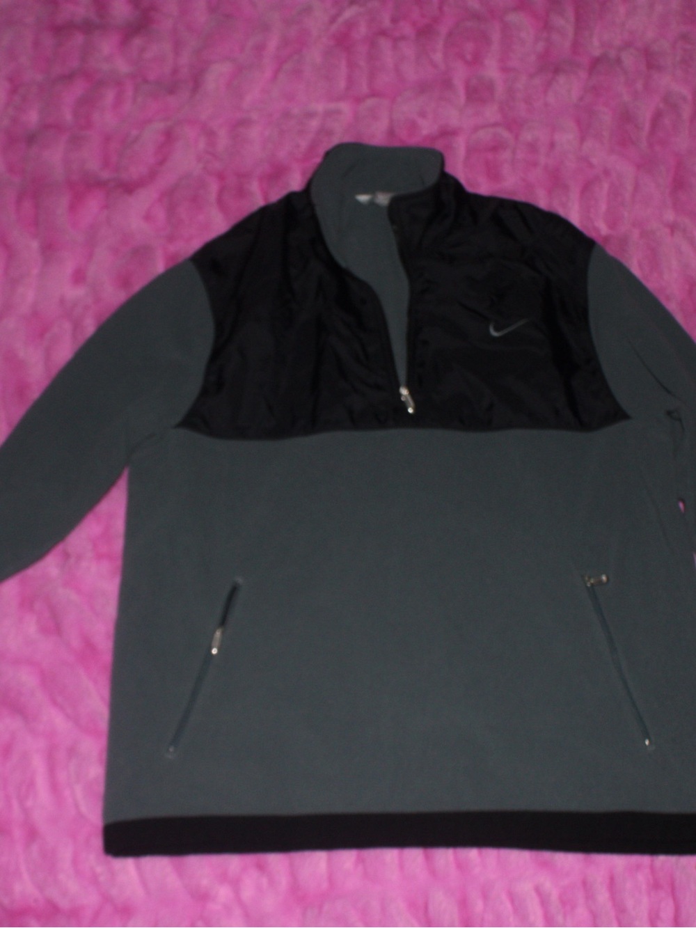 Nike Men's Black and Gray Quarter-Zip Performance Jacket